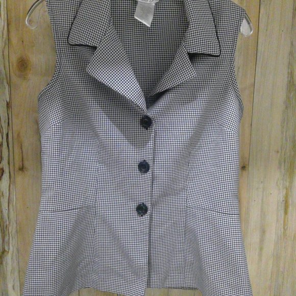 Lisa Jo Tops - Lisa Jo Women's Black & White Checkered Fitted Sleeveless Top 11/12